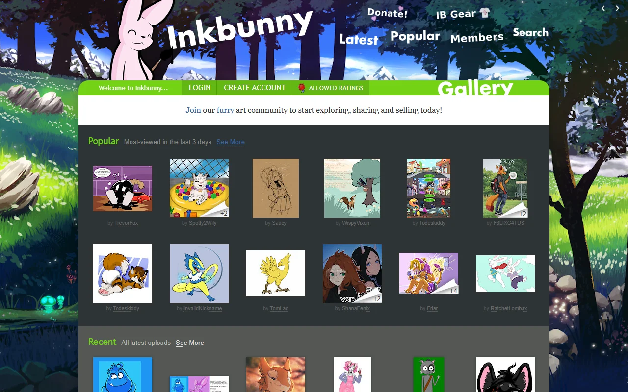 Screenshot of Inkbunny
